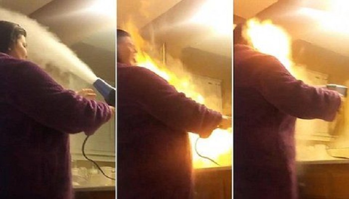 Έβαλε ταλκ στο πιστολάκι της γυναίκας του και τα πράγματα πήγαν πολύ στραβά! Δείτε τι συνέβη (ΠΡΟΣΟΧΗ – ΣΚΛΗΡΟ VIDEO)