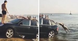 Ρώσοι χρησιμοποιούν μια Porsche Cayenne για νεροτσουλήθρα!