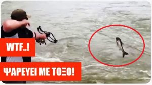 Ωραίος, μας εντυπωσίασε!!!! Ψαρεύει με τόξο!! (Video)