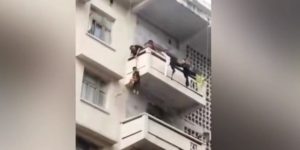 Έδεσε τον εγγονό της και τον κατέβασε από το μπαλκόνι για να πιάσει την γάτα