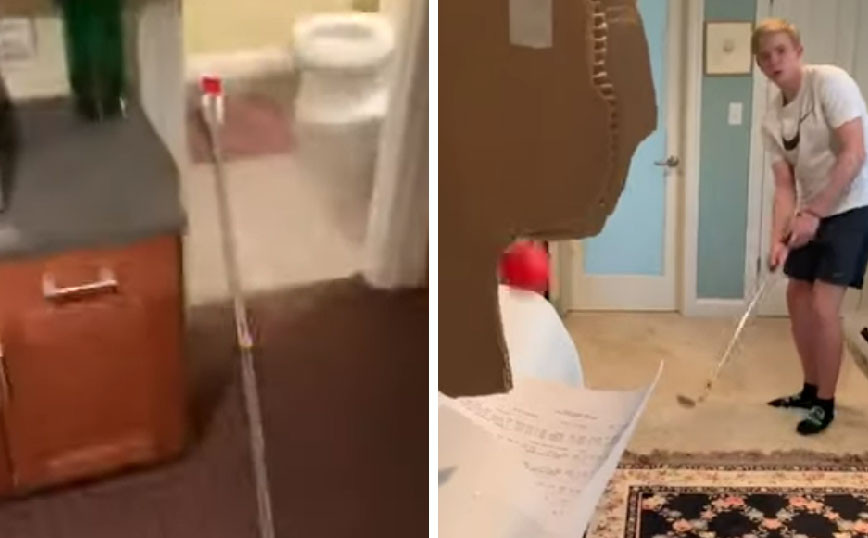 Όταν έχεις πολύ ελεύθερο χρόνο και στήνεις αυτοσχέδια πίστα… για ένα μπαλάκι του γκολφ